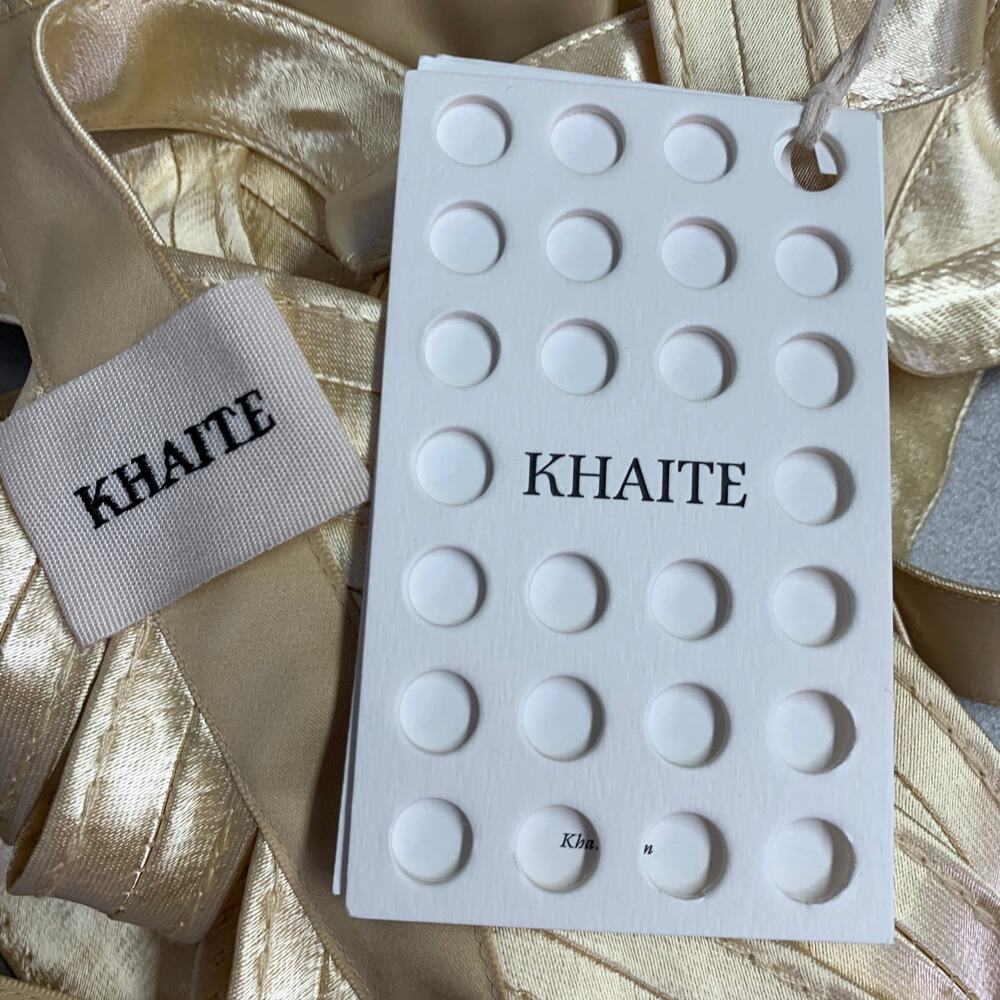 KHAITE Size XS Sukey Gold Viscose Satin Straps Harness Dress Top - Picture 3 of 5